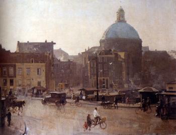 Cornelis Vreedenburgh : View Of The Singel Amsterdam With The Koepelkerk Beyond